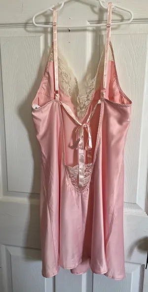 H&M Nightgown Size M Pink Lace Trim Low Back Ribbon thumbnail 2