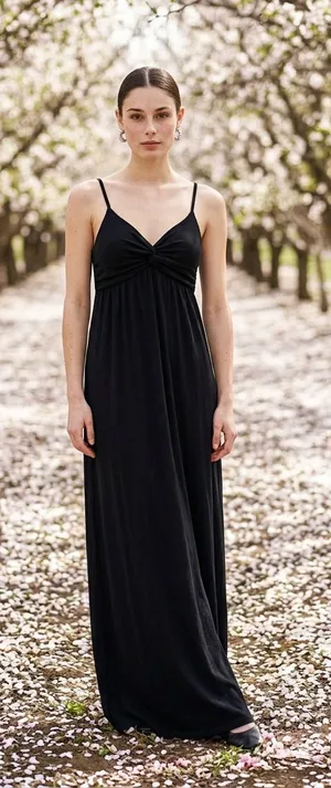Women’s Black Maxi Dress Spaghetti Strap Twist Front Sleeveless Long Evening Dress thumbnail 1