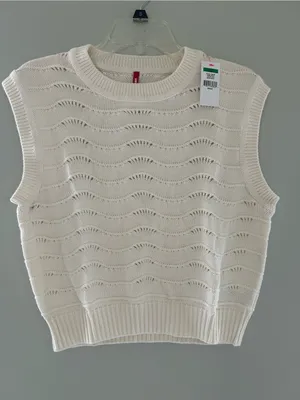 UNIONBAY Cream Knit Sweater vest large thumbnail 1