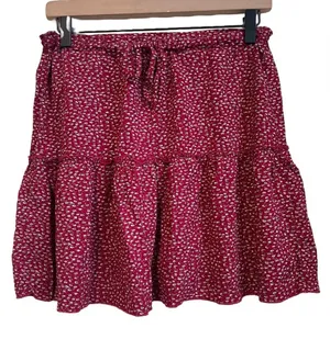 Brandy Melville Red Floral Ditsy Print Ruffle Tiered Mini‎ Skirt Womens OS thumbnail 1
