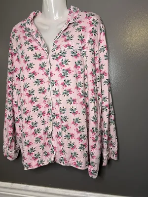Vera Bradley Pajama Set Womens 2XL Pink Floral Jersey Button Front Lounge Pants thumbnail 5