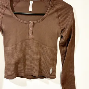 FREE PEOPLE MOVEMENT BAIL OUT LONG SLEEVE LAYER Waffle Knit Cocoa Brown XS/Small thumbnail 3