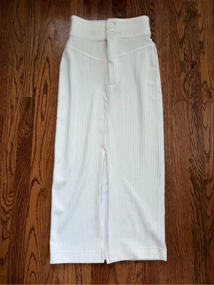 NWT Free People Roxy Rib Pencil Midi Skirt Creme XS High Waist Ribbed $78 thumbnail 2