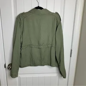 Rails linen blend double breasted green military utility jacket size large‎ thumbnail 5