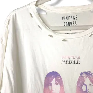 Vintage Canvas Pink Floyd Meddle Gradient Graphic Distressed Raw Edge T-Shirt thumbnail 3