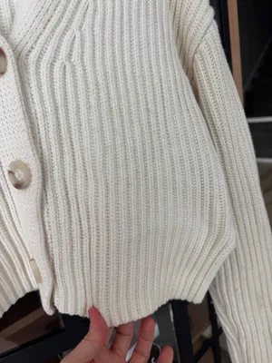 Abercrombie merino wool cardigan sweater ribbed cropped button down knit thumbnail 8