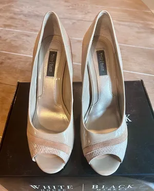 White House Black Market Cream Peep-Toe Heels 8 thumbnail 1