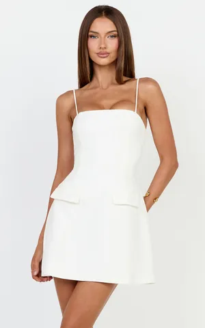 Showpo New Katia Mini Dress Strappy Corset A Line Dress In White Size Small (6) thumbnail 1