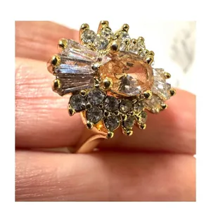 Gold tone rhinestone ring thumbnail 7
