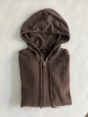 Qunice Mongolian Cashmere Full-Zip Hoodie in Brown Size Medium $119 thumbnail 3