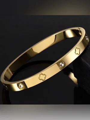 Gold Plated Stainless Steel Clover Love bracelet NWT thumbnail 2