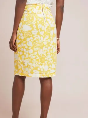 44 of 52 Convo Colloquial Pencil Skirt size 2 Lemon Yellow Anthropologie linen thumbnail 3