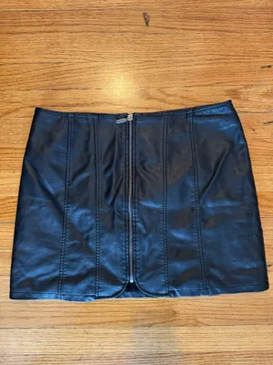Free People Layla Faux Leather Mini Skirt in Black thumbnail 6