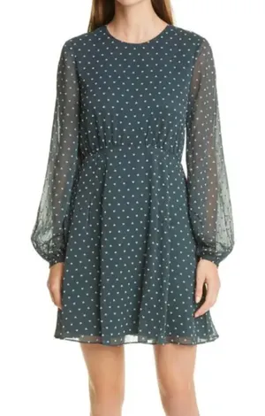 Ted‎ Baker London Kobie Heart Dot Chiffon Long Sleeve Minidress Sheer Chiffon thumbnail 1