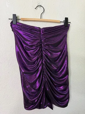 House Of CB Shahja Purple Metallic‎ Draped Mini Skirt Womens Size XS thumbnail 7