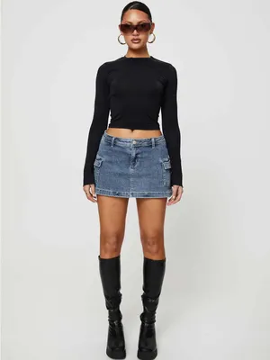 Princess Polly Grishea Low Rise Denim Skirt Blue Size 10 thumbnail 3