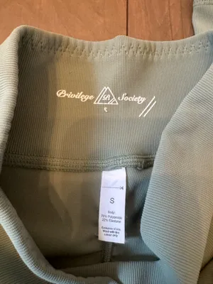 Privilege Society Size Small Flare Leggings Sage Green thumbnail 4