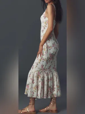 NEW Reformation Irisa Floral ivory Midi Dress Sz 6 thumbnail 4