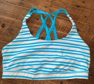 Lululemon Energy twin blue stripe strappy Athleisure size 2 bra thumbnail 1