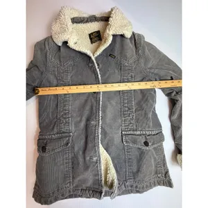 Lee Womens Grey Corduroy Sherpa‎ Lined Jacket Small Western Trucker Coat Vintage thumbnail 3