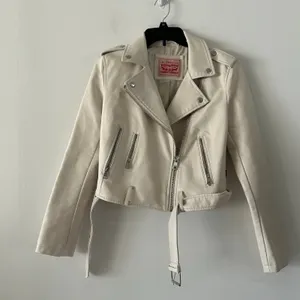 Levi's Faux Leather White Belt Biker Moto Jacket Size S thumbnail 2