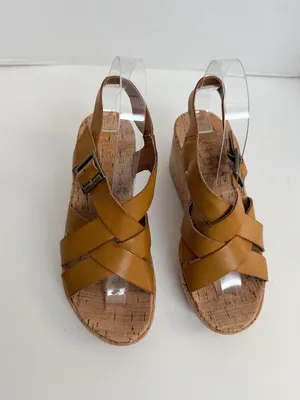 Korks Nova Sandals Wedge Lightweight Travel Comfort Boho Mustard Yellow Camel thumbnail 3