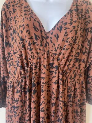 Ava & Viv A-Line Dress Size 2XL Brown Empire Waist Cut 3/4 Sleeve‎ Pullover Boho thumbnail 9