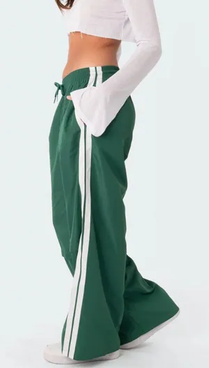 Edikted Green Nylon Track Pants thumbnail 3