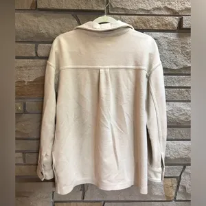 Aerie Luxe Trucker Shacket Shirt Jacket Color Soft Oat Beige Cream Cotton XS thumbnail 9