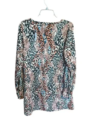 Boohoo Animal Print Puff Sleeve Shift Dress Sz 12 NWT thumbnail 3