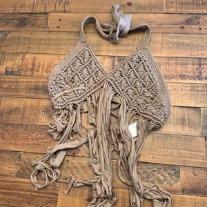 HANDMADE Crochet Bra‎ Top Tan thumbnail 2