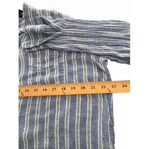 Rails Charli Shirt Womens Large Linen Blend Lake View Stripe Button Blue KKK10-2 thumbnail 6