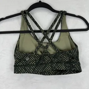 Lululemon Energy Bra Size 4 Dark Olive Green Snakeskin‎ Print Strappy Sports Bra thumbnail 3