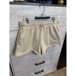 Gap Womens Logo Fleece Shorts Beige Tan Elastic Waist Drawstring Large thumbnail 4
