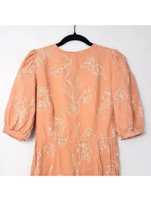Capulet Isalina Linen Cropped Jumpsuit S Oleander Floral Puff Sleeve Wide Leg thumbnail 14