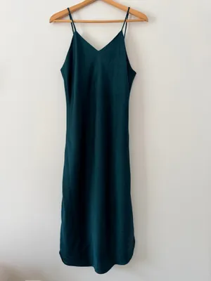 Vintage Claudel Emerald Green Midi Slip Dress thumbnail 3