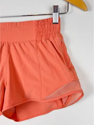 Lululemon Hotty Hot High Rise Shorts 2.5” Size 4 Coral Orange Lined Running thumbnail 5