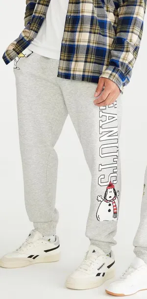 Aeropostale Peanuts Snoopy Christmas Graphic Jogger Sweatpants Heather Gray Size thumbnail 1