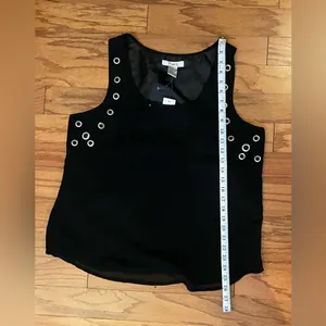 Pinky- Black with Silver Cut Out Tank Top Size XL thumbnail 5