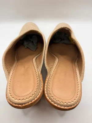 Anthropologie Blaire Suede Perforated Mules Size 10 Taupe Boho Western Block Heel thumbnail 4