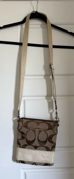 Coach Signature Stripe Swingpack Crossbody Bag Brown thumbnail 1