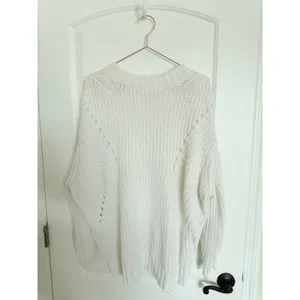 7 For All Mankind‎ Sweater Womens Medium Cream White Side Zip Shaker Knit Cotton thumbnail 9