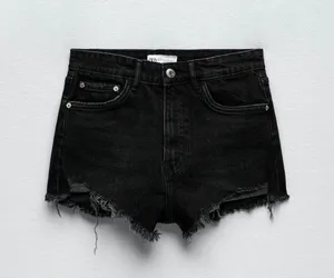 Zara black denim shorts thumbnail 1