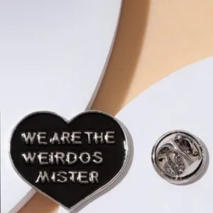 NWT Black Enamel Heart Shaped Lapel Pin Brooch WE ARE THE WEIRDOS, MISTER 🖤🖤🖤 thumbnail 3