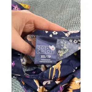 Zoe + Chloe Scrubs Uniform Medical Top Baby Deer Doe Blue Design Women’s XSmall thumbnail 9