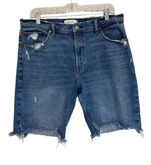 Abercrombie Women’s High Rise 9” Denim Cutoff Shorts - Size 32/14 thumbnail 1