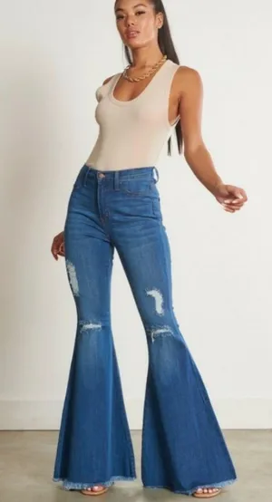 Flare High Waisted Bottoms Blue Size 30 thumbnail 1