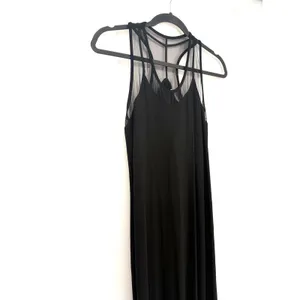 Anatomie Maxi Dress Mesh Panel Sleeveless M Black Italian Luxury Travel Slit thumbnail 3