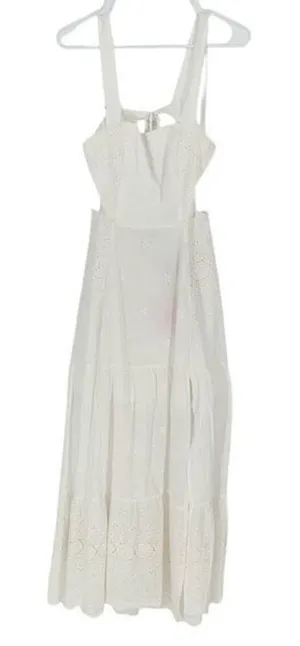 Hello Molly Womens‎ Shirred Strappy Open Back Maxi Dress White Size Medium NWT thumbnail 1