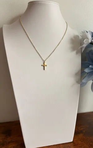 Delicate Gold Cross Pendant Necklace thumbnail 1